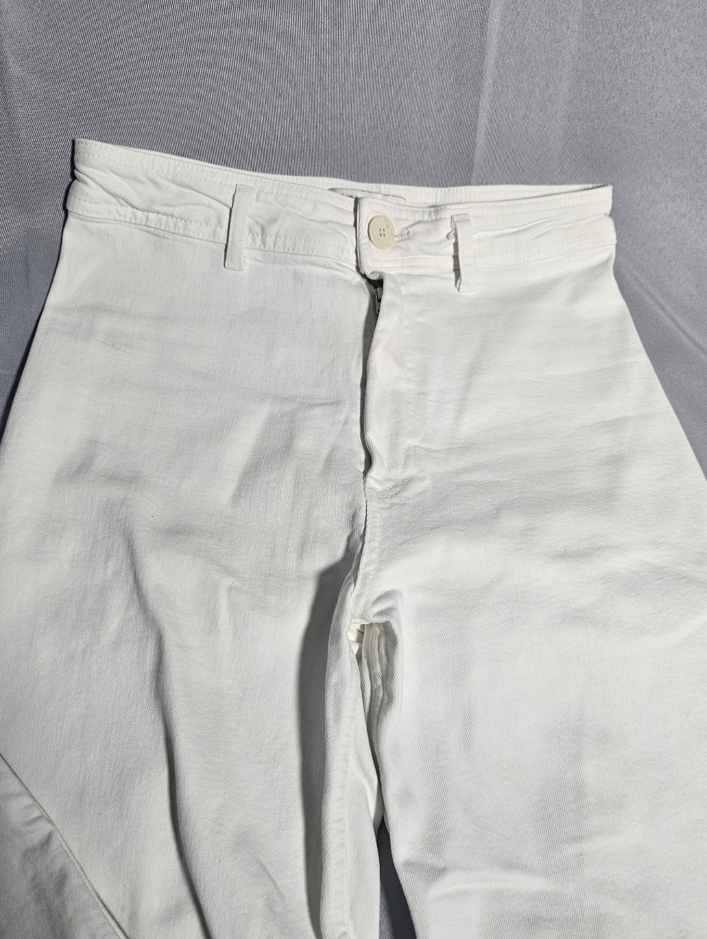 ZARA The Marine Straight High Rise Wide Leg Jeans White Coastal Nautical Size 8 - Picture 5 of 8